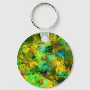 Funky Greens Modern Abstract Design Key Ring