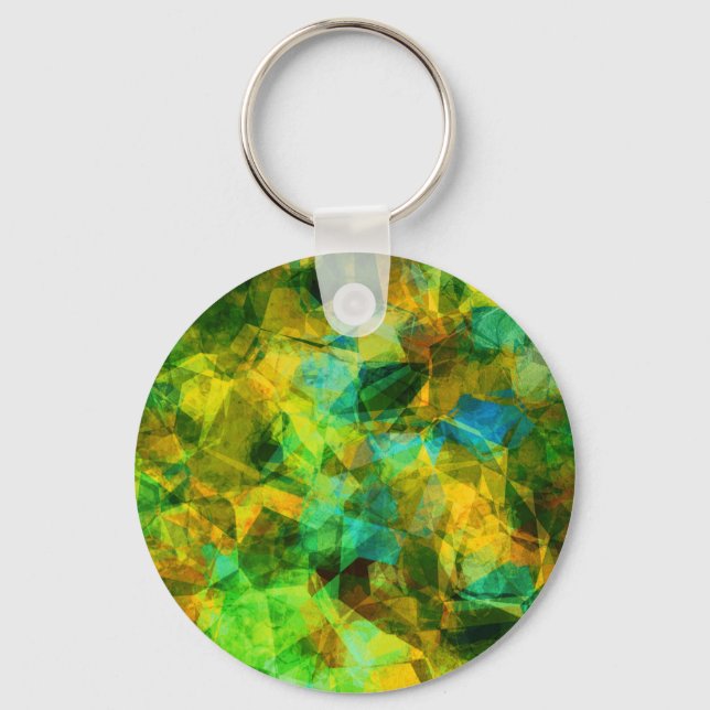 Funky Greens Modern Abstract Design Key Ring (Front)