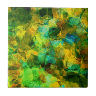 Funky Greens Modern Abstract Design Tile