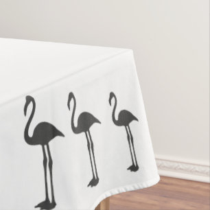 Funky Grey Flamingo Birds Pattern Tablecloth