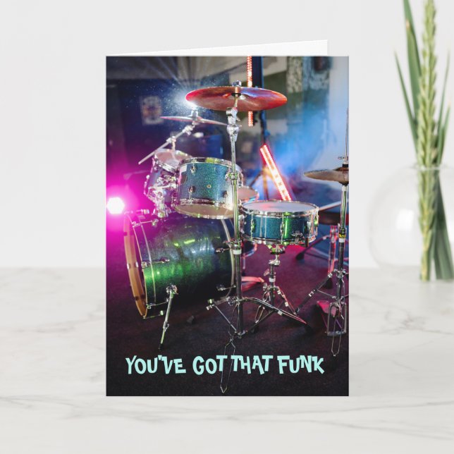 Funky Groove Drummer Get Well Soon Card (Front)