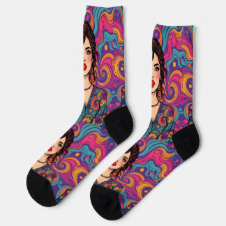 Funky groovy colourful Brunette Beauty youthful Socks