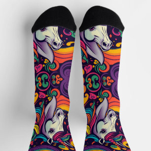 Funky groovy colourful Unicorn youthful unisex Socks