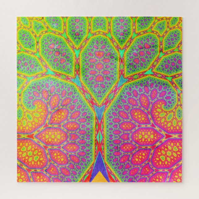 Funky Groovy Geometric Mathematical Fractal Tree  Jigsaw Puzzle (Vertical)