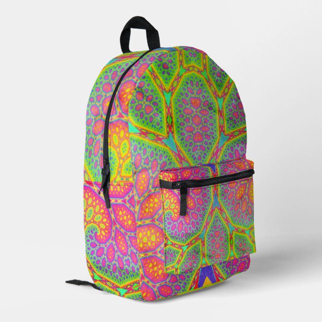 Funky Groovy Geometric Mathematical Fractal Tree  Printed Backpack (Back Corner Left)