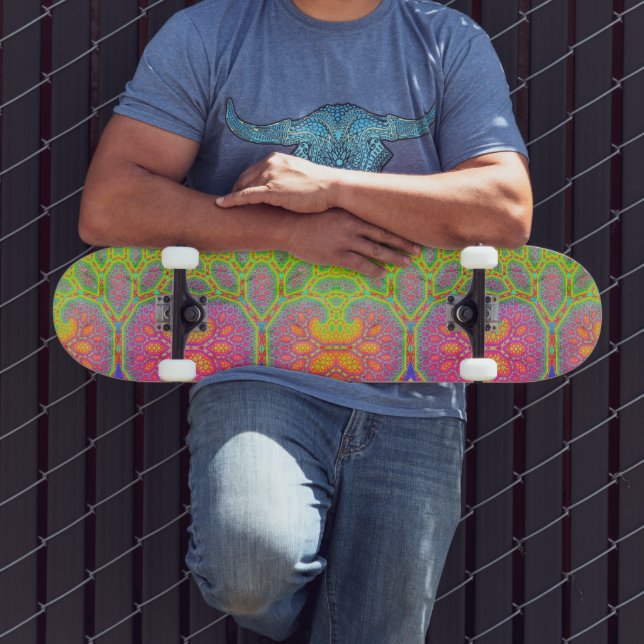 Funky Groovy Geometric Mathematical Fractal Tree  Skateboard (Outdoor 3)