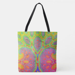 Funky Groovy Geometric Mathematical Fractal Tree Tote Bag