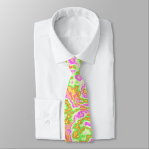 Funky Groovy Retro Bold Neon Hippie Trippy Marble Tie