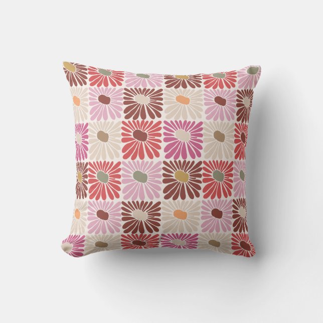 Funky Groovy Retro Flowers Pattern Cushion (Front)