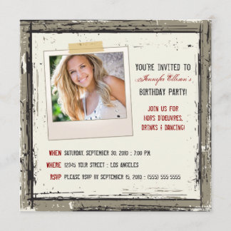 Funky Grunge Birthday Party Invitation (taupe)