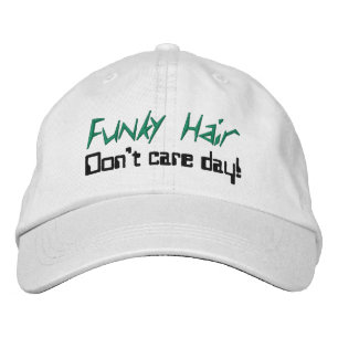 Funky Hair Humour Green Black Embroidered Hat