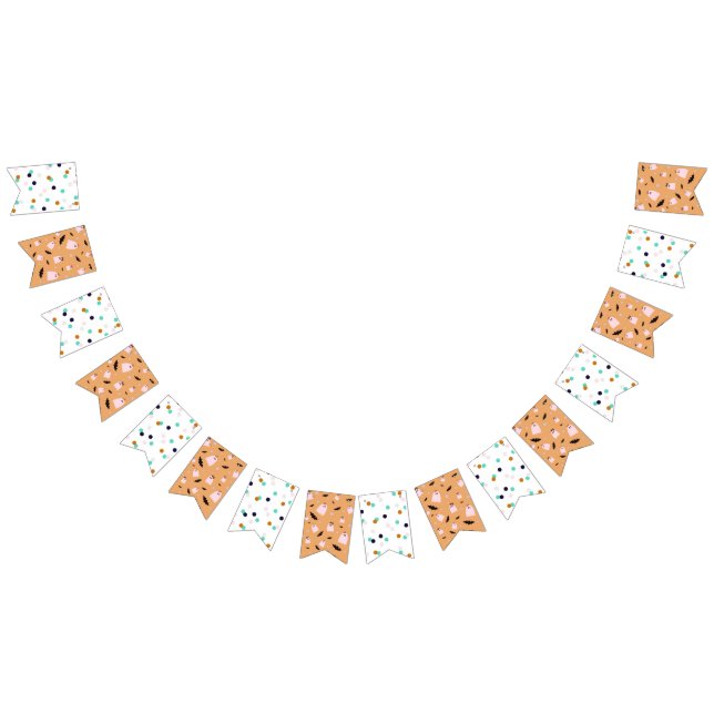 Funky Halloween patterns polka dot ghosts Bunting (All)