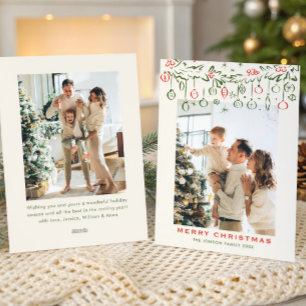 Funky Hand Drawn Boho Merry Christmas 2 Photo Holiday Card