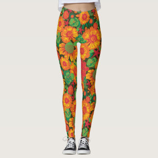 Funky Hand Drawn Flowers Leggings