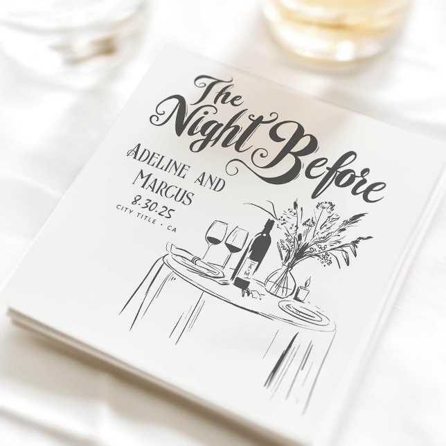 Funky Hand Drawn Rehearsal Dinner The Night Before Napkin (Rehearsal Dinner Napkins)