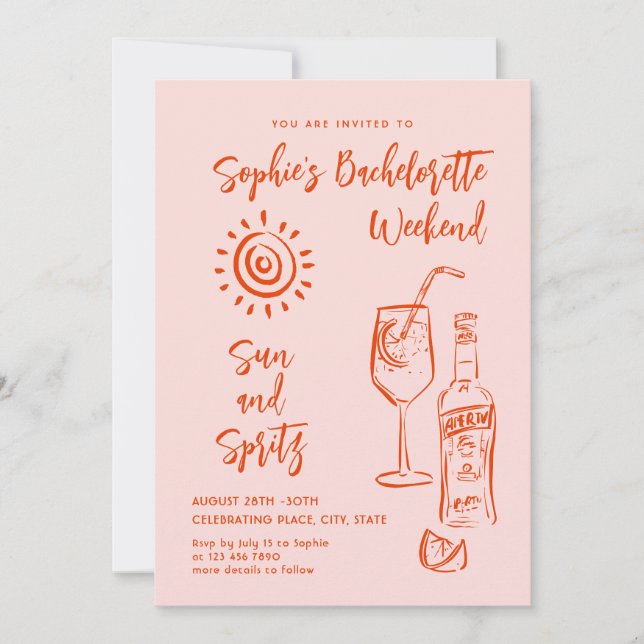 Funky Hand Drawn Scribble Retro Bachelorette Party Invitation (Front)