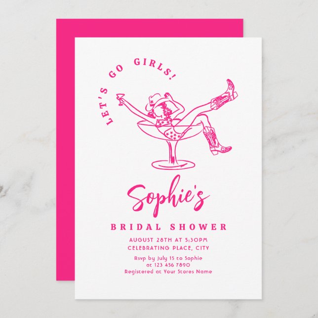 Funky Hand Drawn Scribble Retro Bridal Shower Invitation (Front/Back)