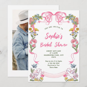 Funky Hand Drawn Scribble Retro Bridal Shower Invitation