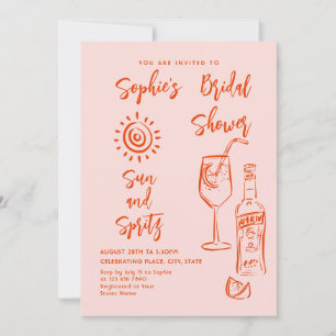 Funky Hand Drawn Scribble Retro Bridal Shower Invitation
