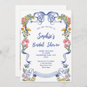 Funky Hand Drawn Scribble Retro Bridal Shower Invitation
