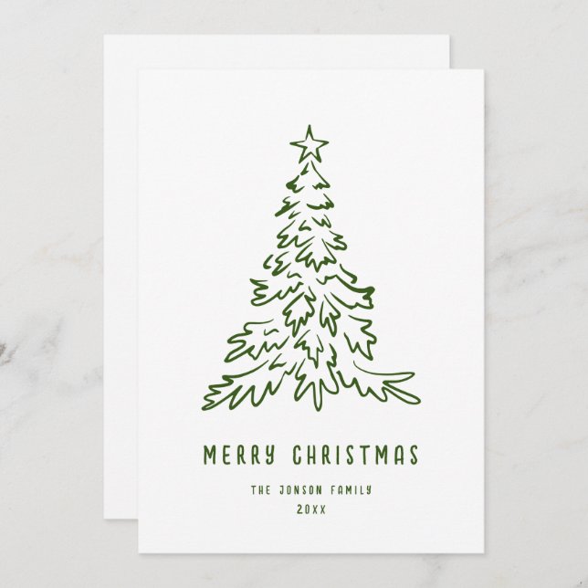 Funky Hand Drawn Scribble Retro Christmas Holiday Card (Front/Back)