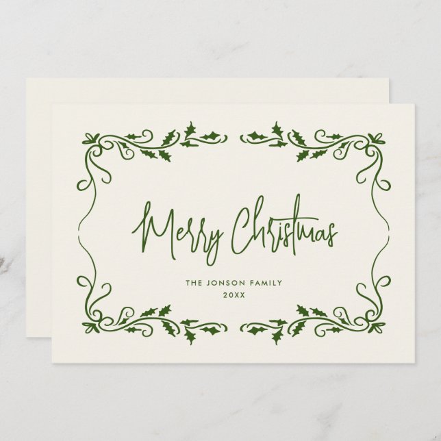 Funky Hand Drawn Scribble Retro Christmas Holiday Card (Front/Back)