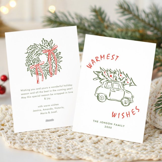 Funky Hand Drawn Scribble Retro Christmas Holiday Card (Creator Uploaded)