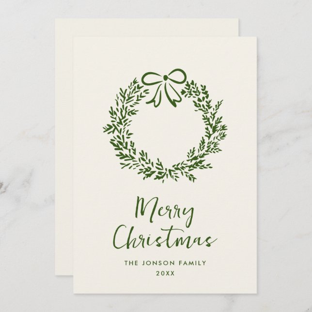 Funky Hand Drawn Scribble Retro Christmas Holiday Card (Front/Back)