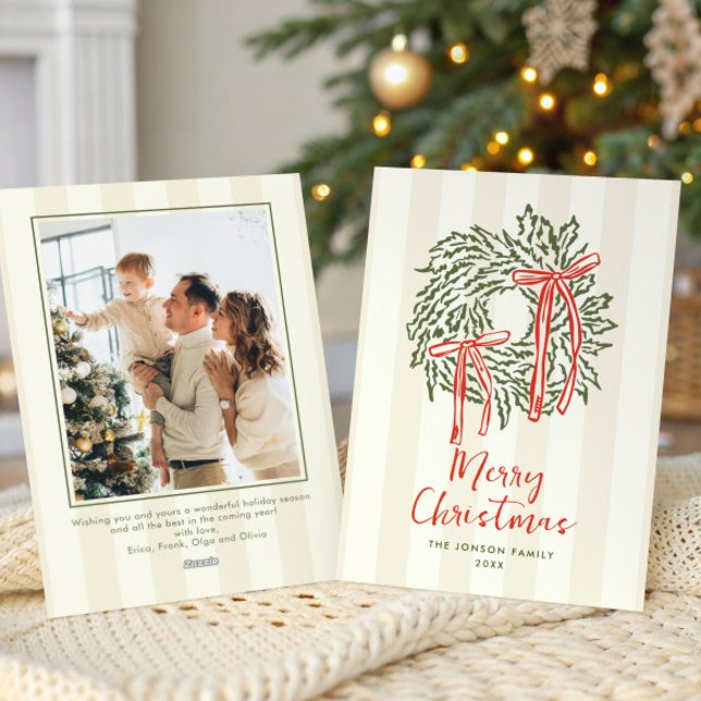 Funky Hand Drawn Scribble Retro Christmas Photo Holiday Card (Creator Uploaded)