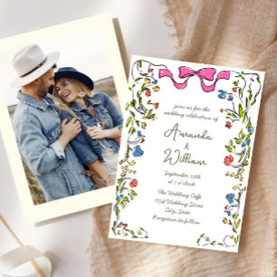 Funky Hand Drawn Scribble Retro Wedding Invitation