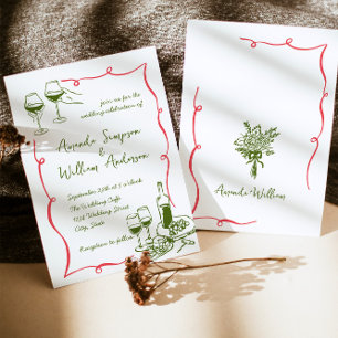 Funky Hand Drawn Scribble Retro Wedding Invitation