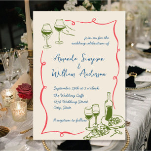 Funky Hand Drawn Scribble Retro Wedding Invitation