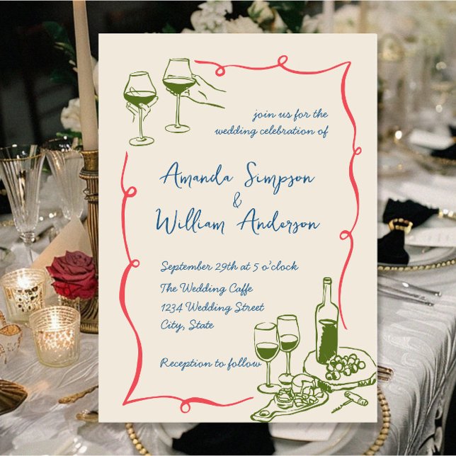 Funky Hand Drawn Scribble Retro Wedding Invitation (Creator Uploaded)