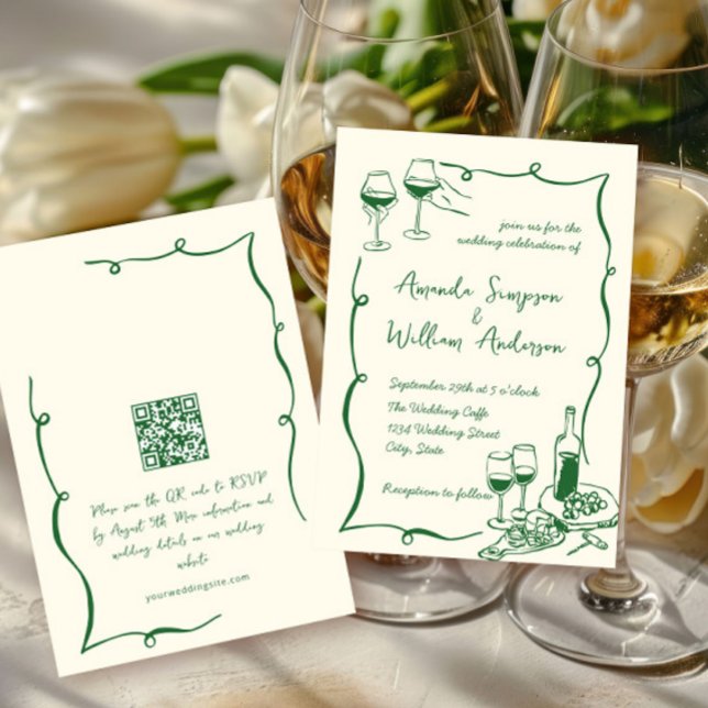Funky Hand Drawn Scribble Retro Wedding QR code Invitation (Creator Uploaded)