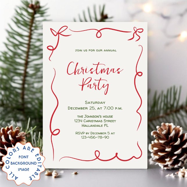 Funky Hand Drawn Whimsical Christmas Holiday Party Invitation (Creator Uploaded)