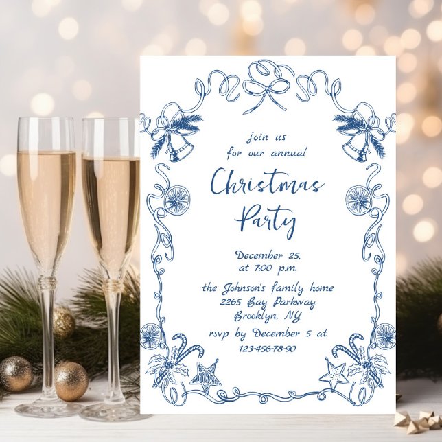 Funky Hand Drawn Whimsical Christmas Holiday Party Invitation (Creator Uploaded)