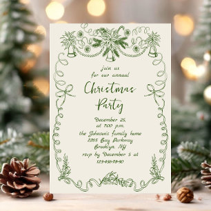 Funky Hand Drawn Whimsical Christmas Holiday Party Invitation