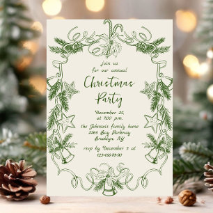 Funky Hand Drawn Whimsical Christmas Holiday Party Invitation