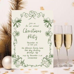 Funky Hand Drawn Whimsical Christmas Holiday Party Invitation