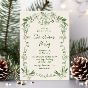 Funky Hand Drawn Whimsical Christmas Holiday Party Invitation