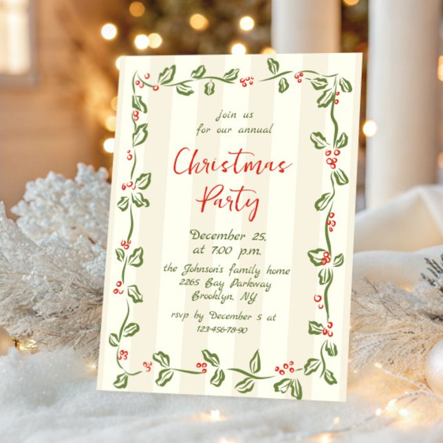 Funky Hand Drawn Whimsical Christmas Holiday Party Invitation (Creator Uploaded)