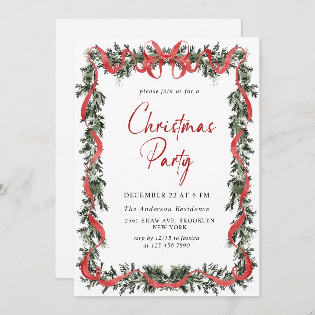 Funky Hand Drawn Whimsical Christmas Holiday Party Invitation (Front/Back)
