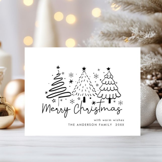 Funky Hand Drawn Whimsical Christmas Holiday Postcard (Creator Uploaded)