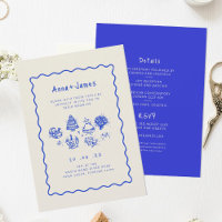 funky hand drawn whimsical trendy colourful weddin