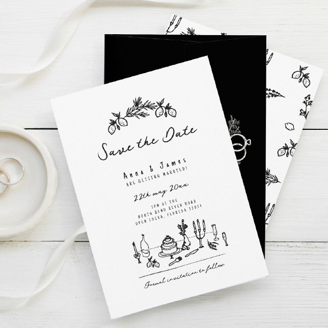 funky hand drawn whimsical trendy Italian wedding Invitation (Creator Uploaded)
