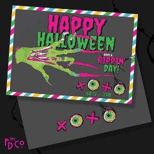 Funky Happy Halloween Scary Cute Zombie XOXO! Holiday Card