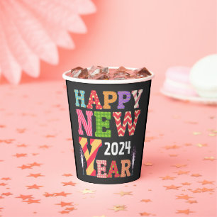 Funky happy new year  paper cups