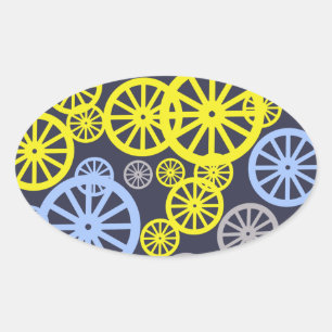 Funky Happy Wheel Circle Pattern Product Oval Sticker