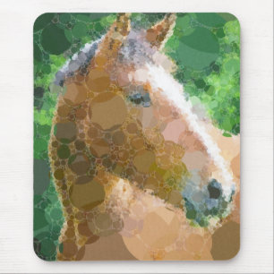 Funky Horse Circles Bubbles Modern Art Mouse Pad