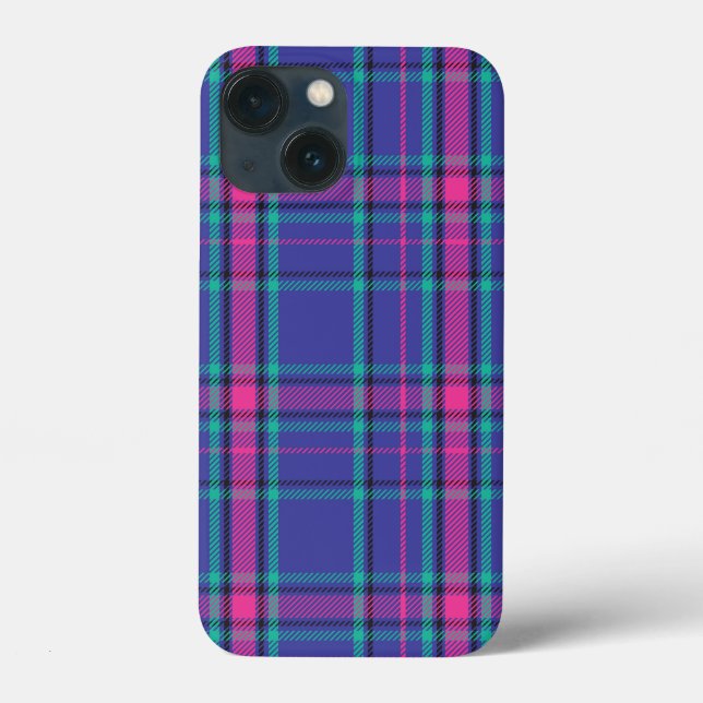 Funky Hot Pink and Purple Plaid Tartan Case-Mate iPhone Case (Back)